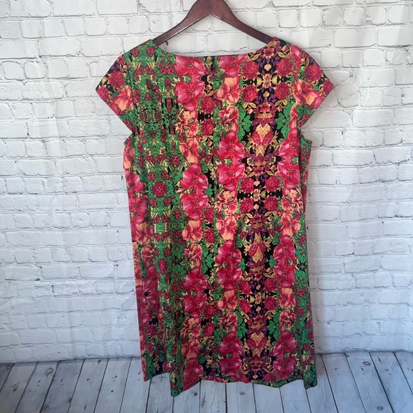 Madison Leigh Woman Green & Red Tropical Dress size 14W - Picture 10 of 11